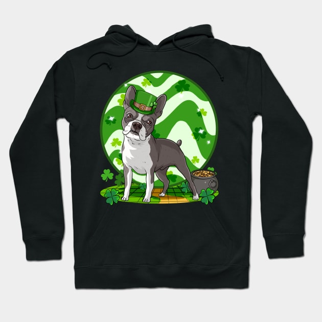 Boston Terrier Dog St Patricks Day Leprechaun Hoodie by Noseking